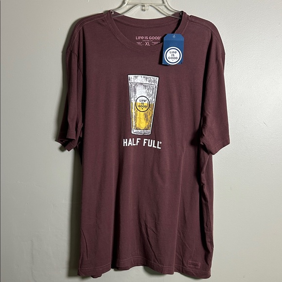 Life Is Good Other - NWT Life is Good Beer Half Full Crusher lite brown T-Shirt Size XL 100% Cotton